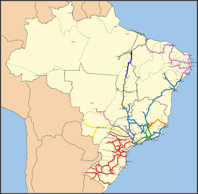 Kolej w Brazylii mapa 