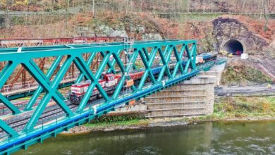 Nowy czeski most kolejowy przeszedł ostatnie testy obciążeniowe